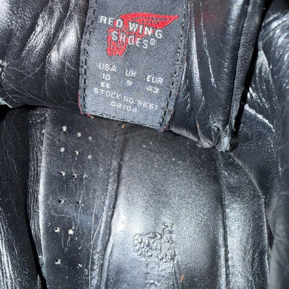 Red Wing Shoes Black Leather Lace-Up Work‎ Boots Men’s 10 EE Oil Resistant